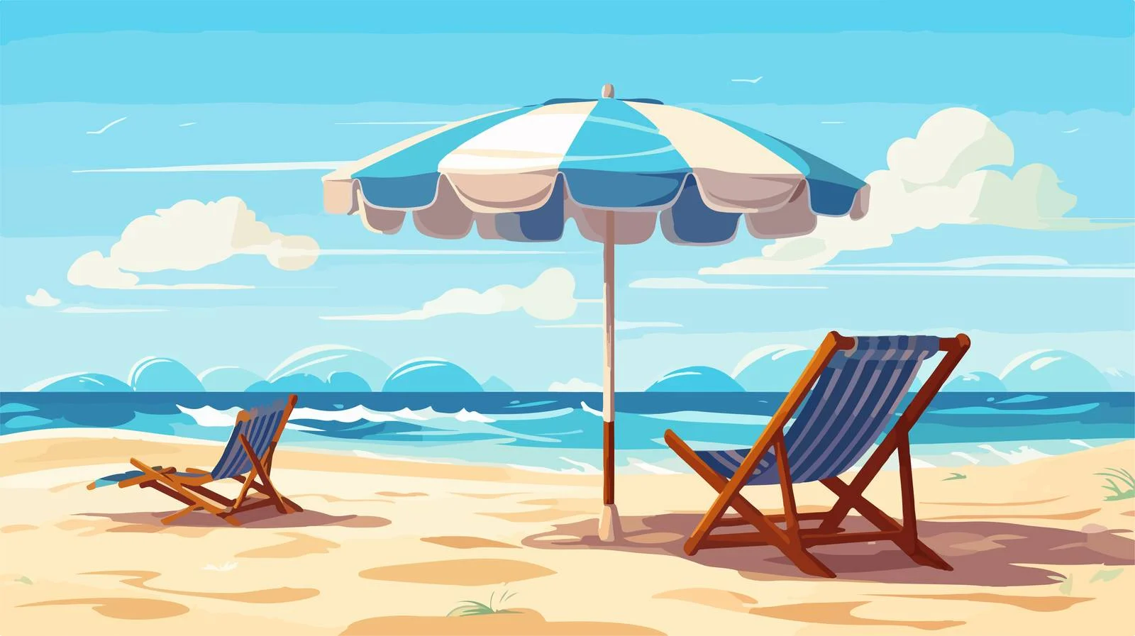 Tranquil Beach Scene with Lounge Chairs — free download from Dotvec