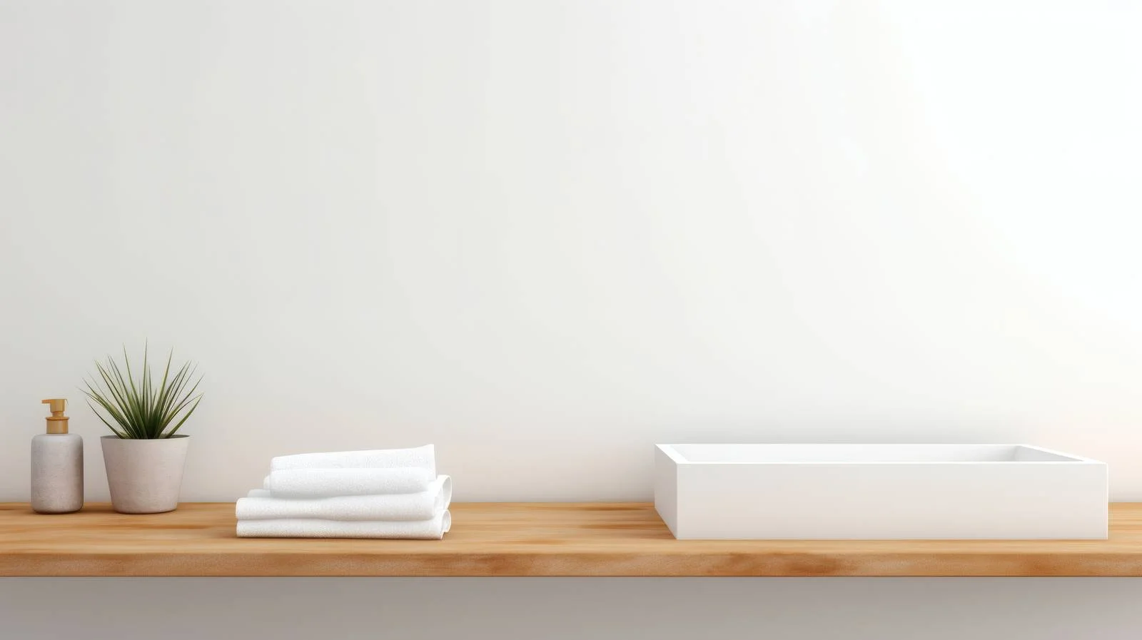 Minimalist table with blurry bathroom background — free download from Dotvec