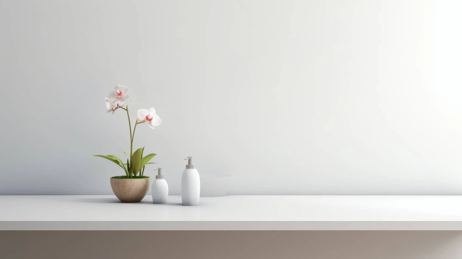 Minimalist empty table with blurred bathroom — free download from Dotvec