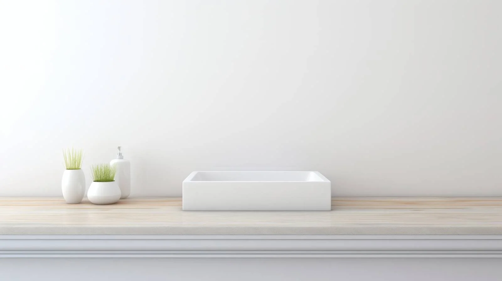 Minimalist empty table and defocused bathroom — free download from Dotvec