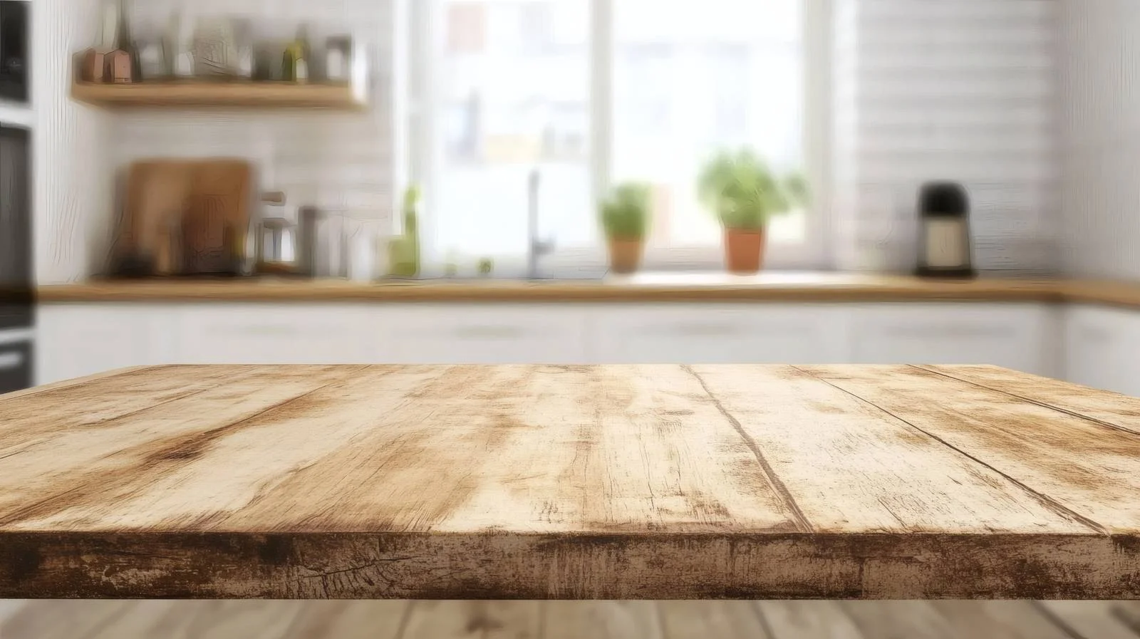 Clean Table with Blurry Home Kitchen Atmosphere — free download from Dotvec