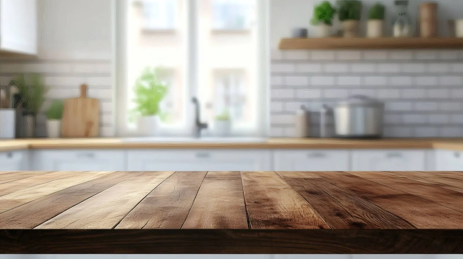 Minimalist Empty Table in Domestic Kitchen — free download from Dotvec