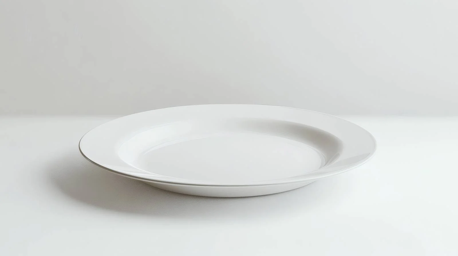 Minimalist white plate on isolated table — free download from Dotvec