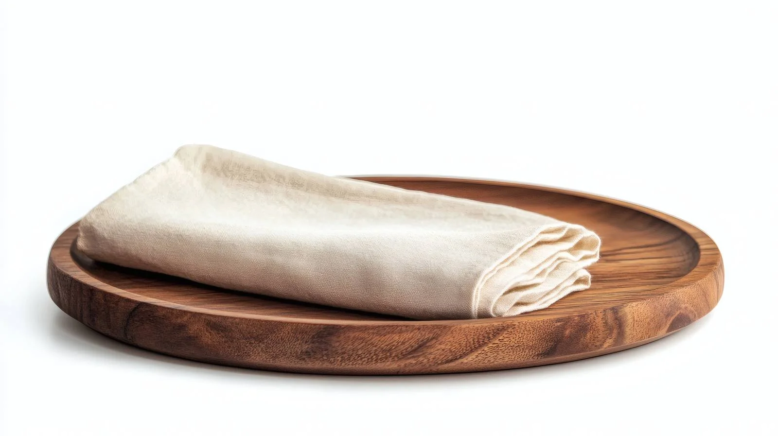 Sleek Wooden Platter with White Napkin — free download from Dotvec