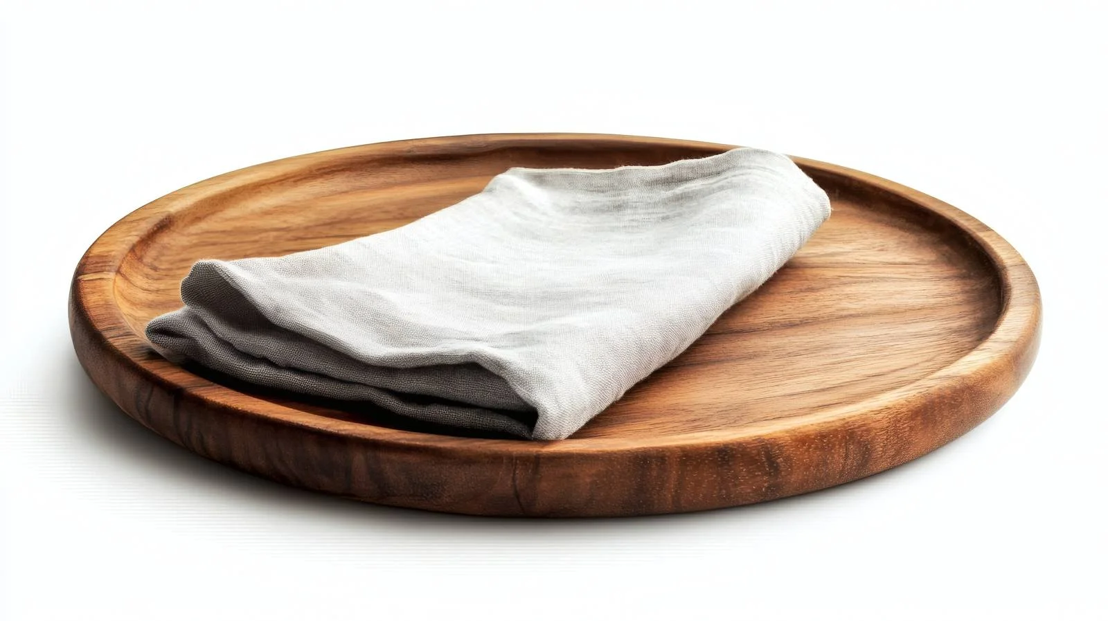 Minimalistic wooden platter with white napkin — free download from Dotvec