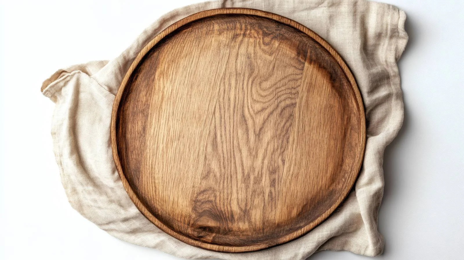 Elegant Empty Wooden Platter on White — free download from Dotvec