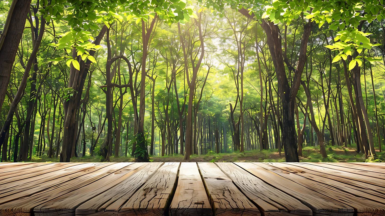 Rustic Wooden Table Surrounded by Forest — free download from Dotvec