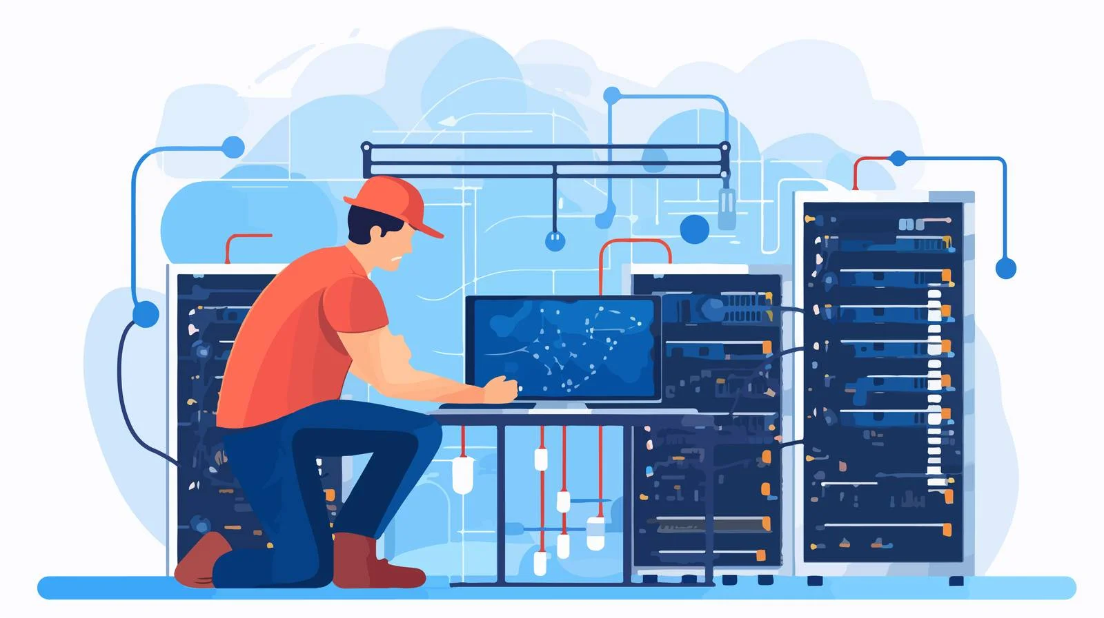 Network Engineer Repairing Server Connectivity — free download from Dotvec
