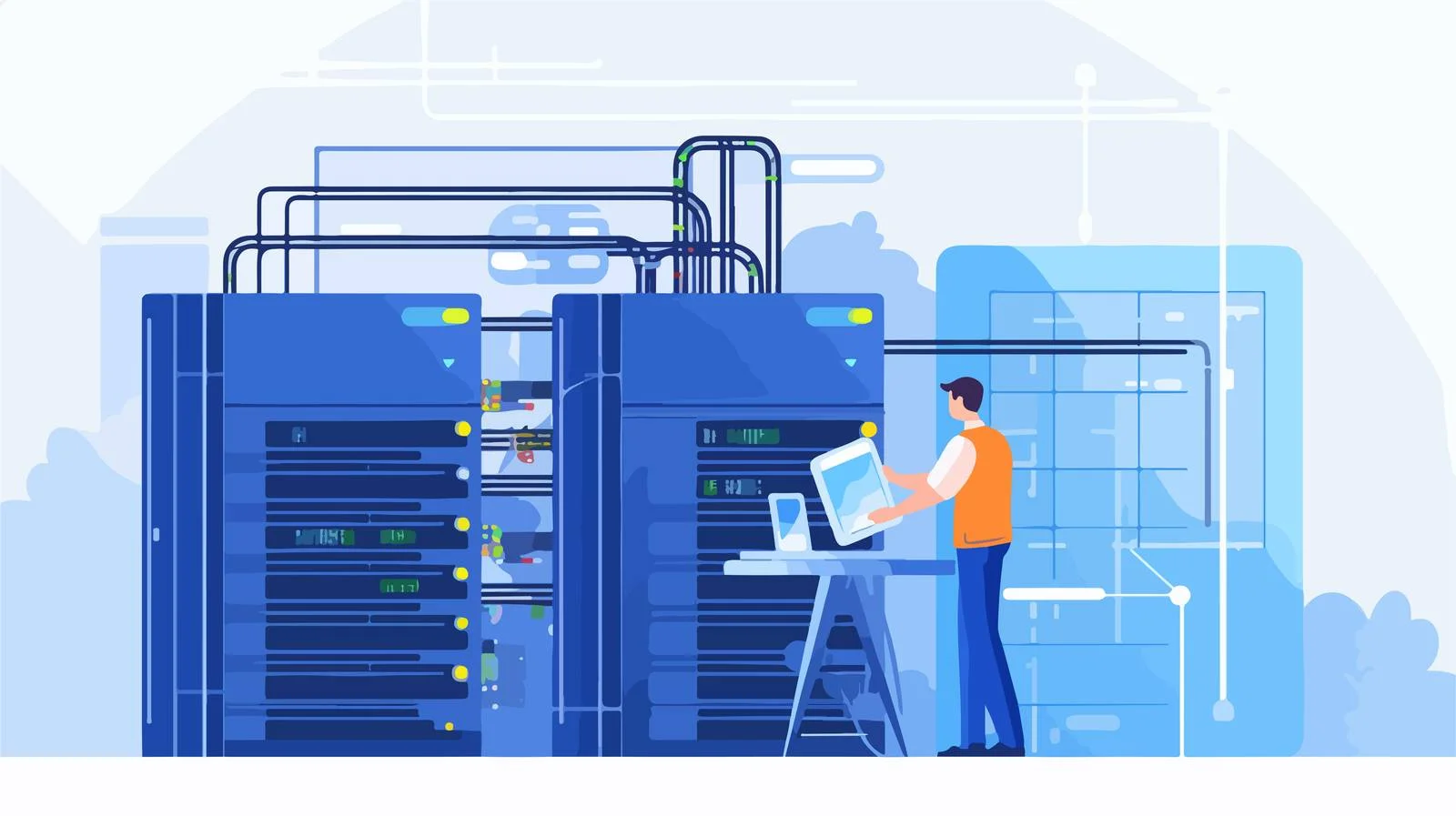 Network Engineer Adjusting Server Connections — free download from Dotvec