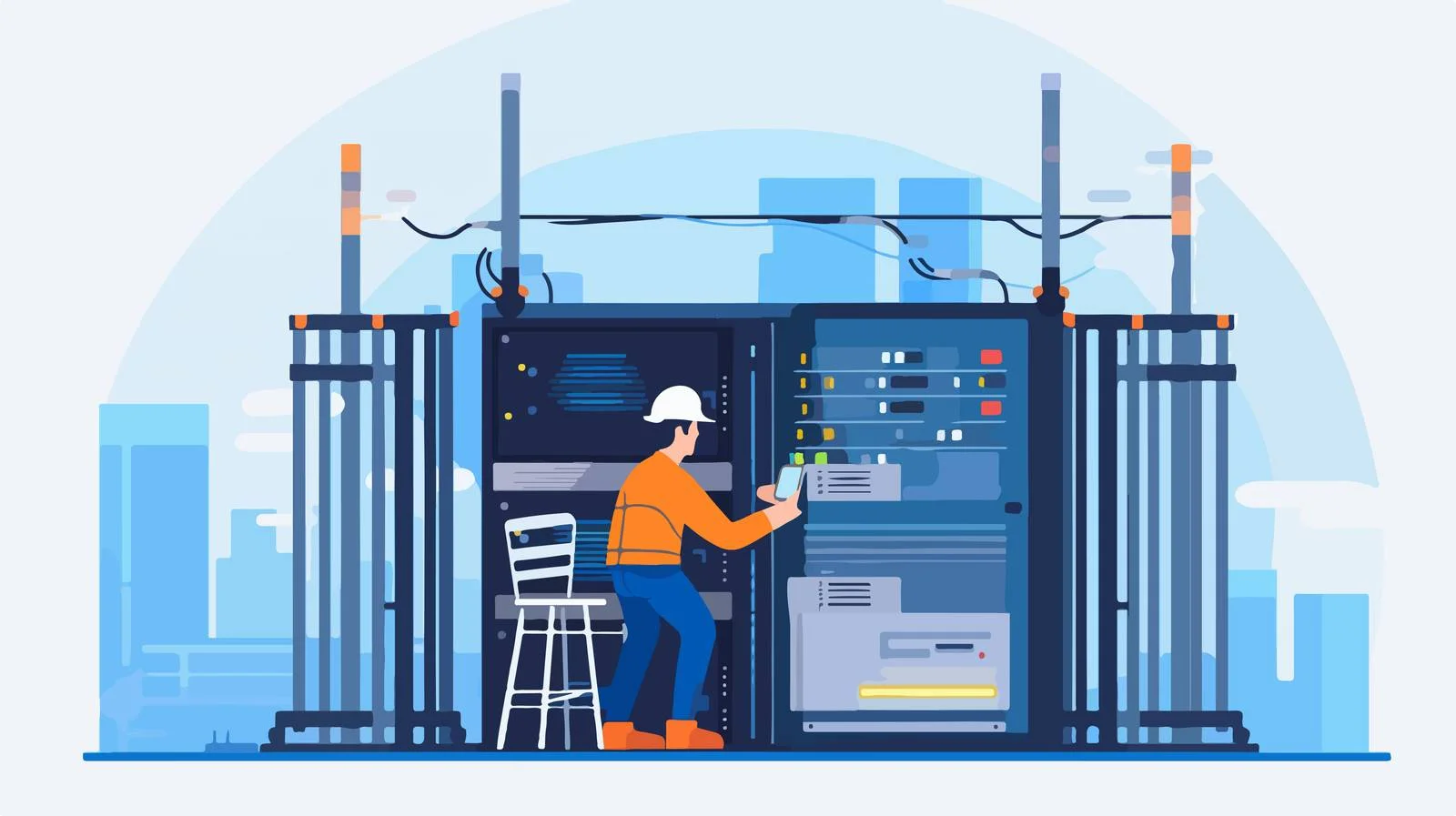 Network Engineer Adjusts Server Connections — free download from Dotvec