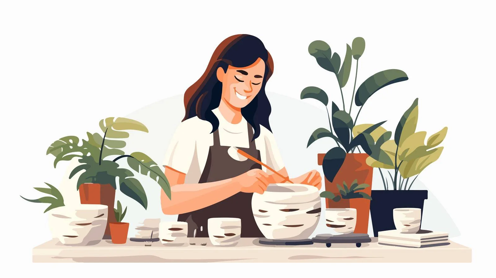 Passionate female creating pottery piece joyfully — free download from Dotvec