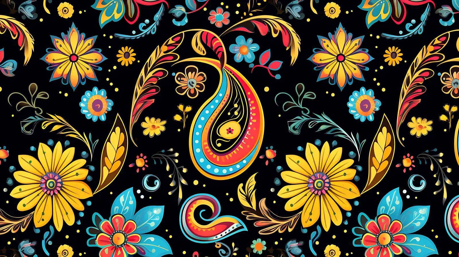 Arabesque Paisley Seamless Pattern with Folk Motif — free download from Dotvec