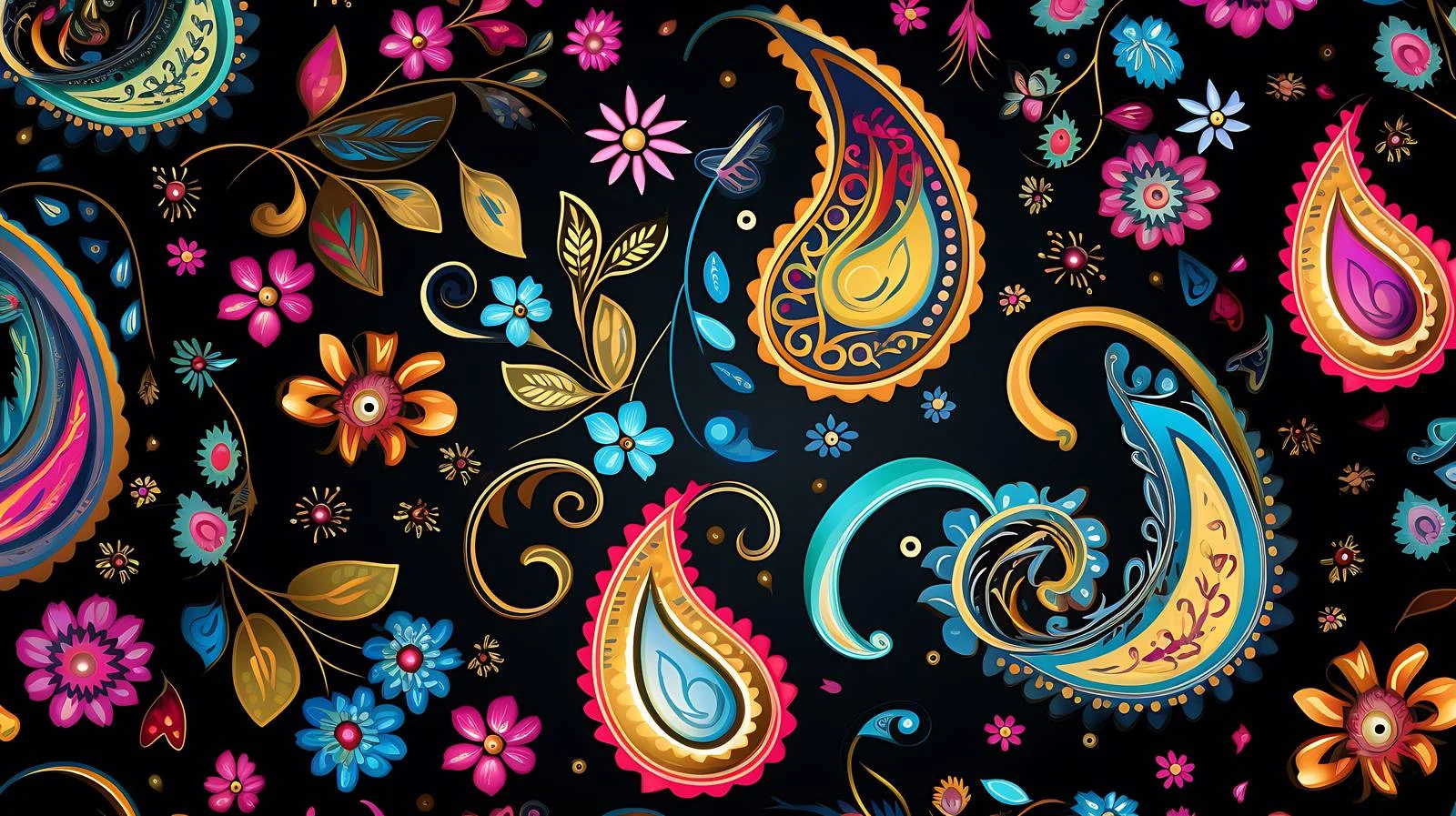 Traditional Arab paisley folk pattern with buta — free download from Dotvec