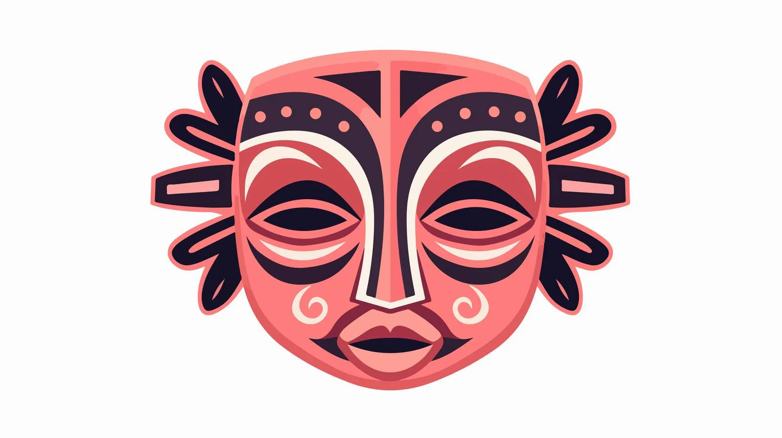 African Tribal Mask: Pink Ritual Symbol — free download from Dotvec