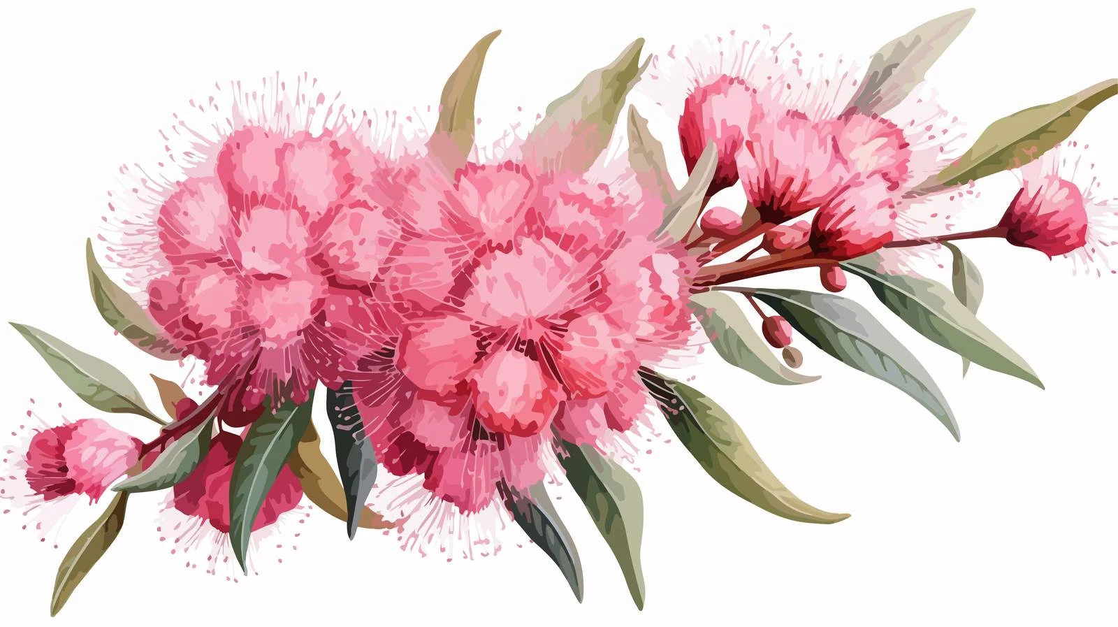 Delicate Eucalyptus Pink Floral Sketch on White — free download from Dotvec
