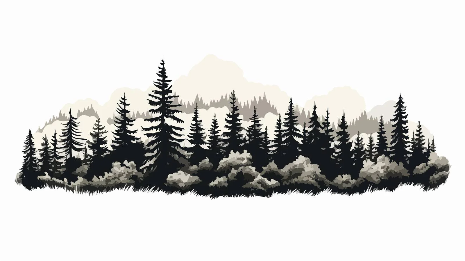 Majestic Evergreen Forest Silhouetted Landscape View — free download from Dotvec