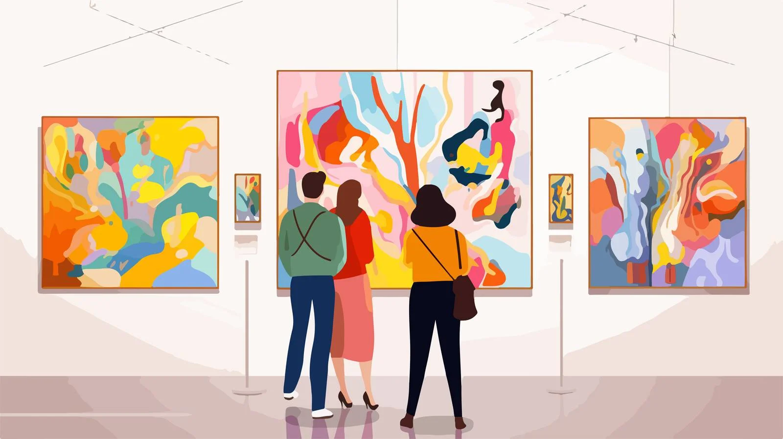 Contemporary Art Enthusiasts Admiring Abstract Masterpiece — free download from Dotvec