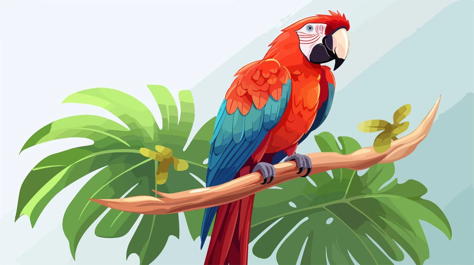 Vibrant Big Red Macaw Parrot Sitting — free download from Dotvec