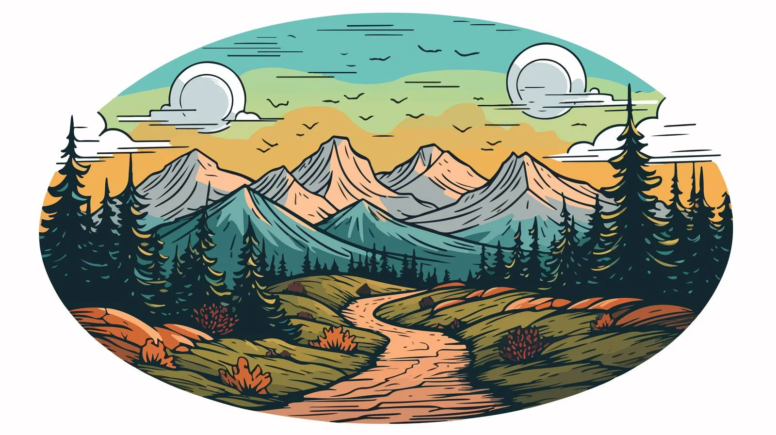 Nature Badge: Moonlit Mountain Road Exploration — free download from Dotvec