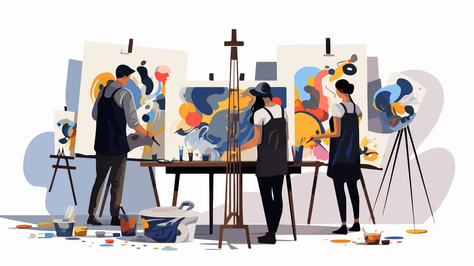 Collaborating Expressionist Artists in Flat Vector — free download from Dotvec
