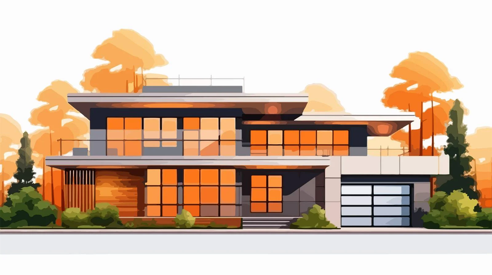 Contemporary Glass-Walled House Facade — free download from Dotvec