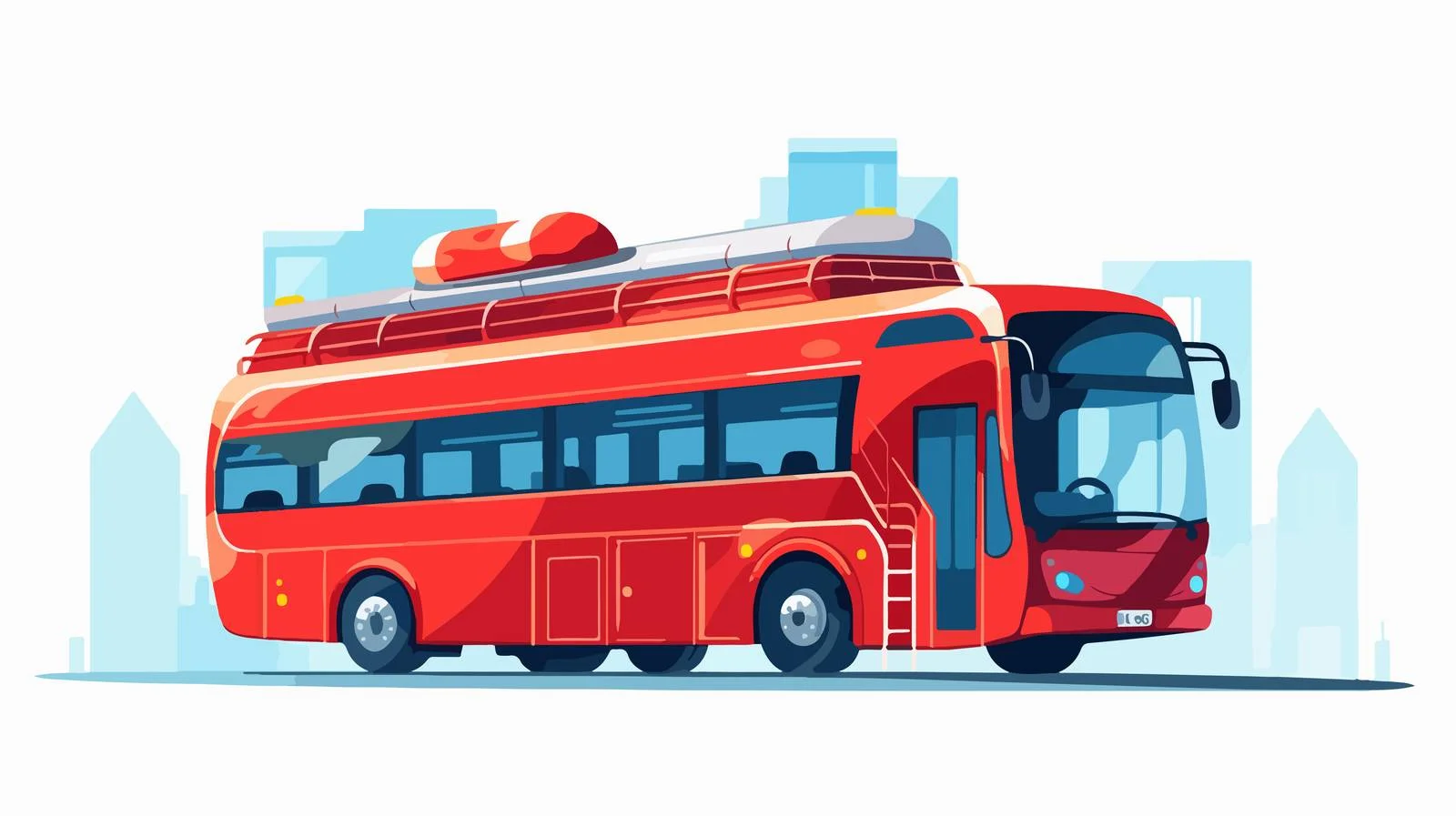 Red Double-Decker Tour Bus with Driver — free download from Dotvec