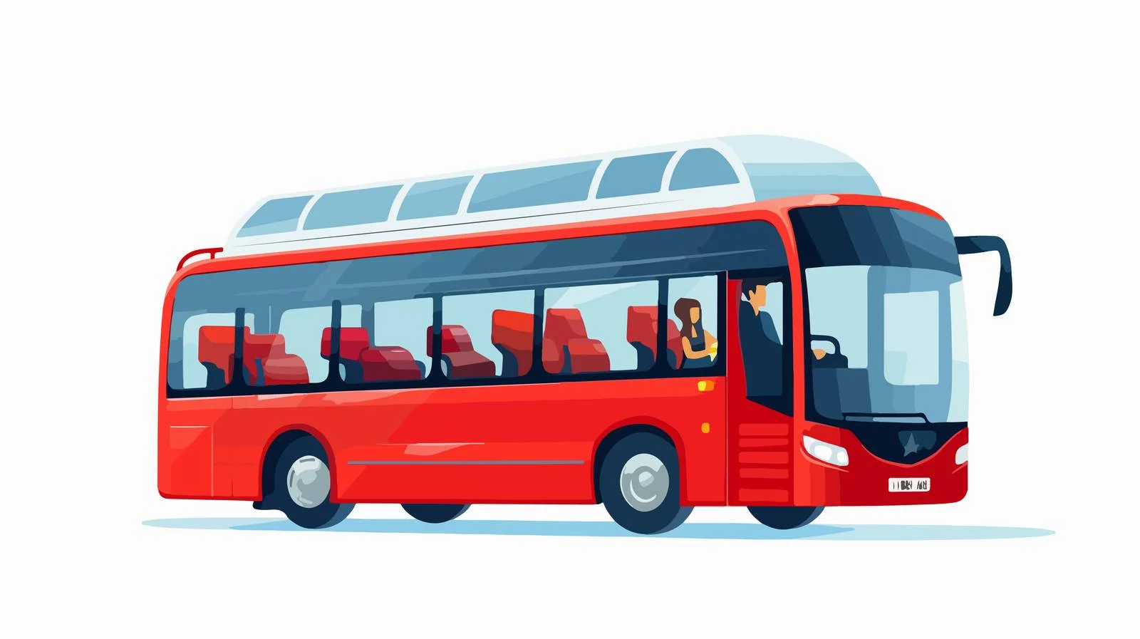 Vibrant Red Double-Decker Bus with Driver — free download from Dotvec