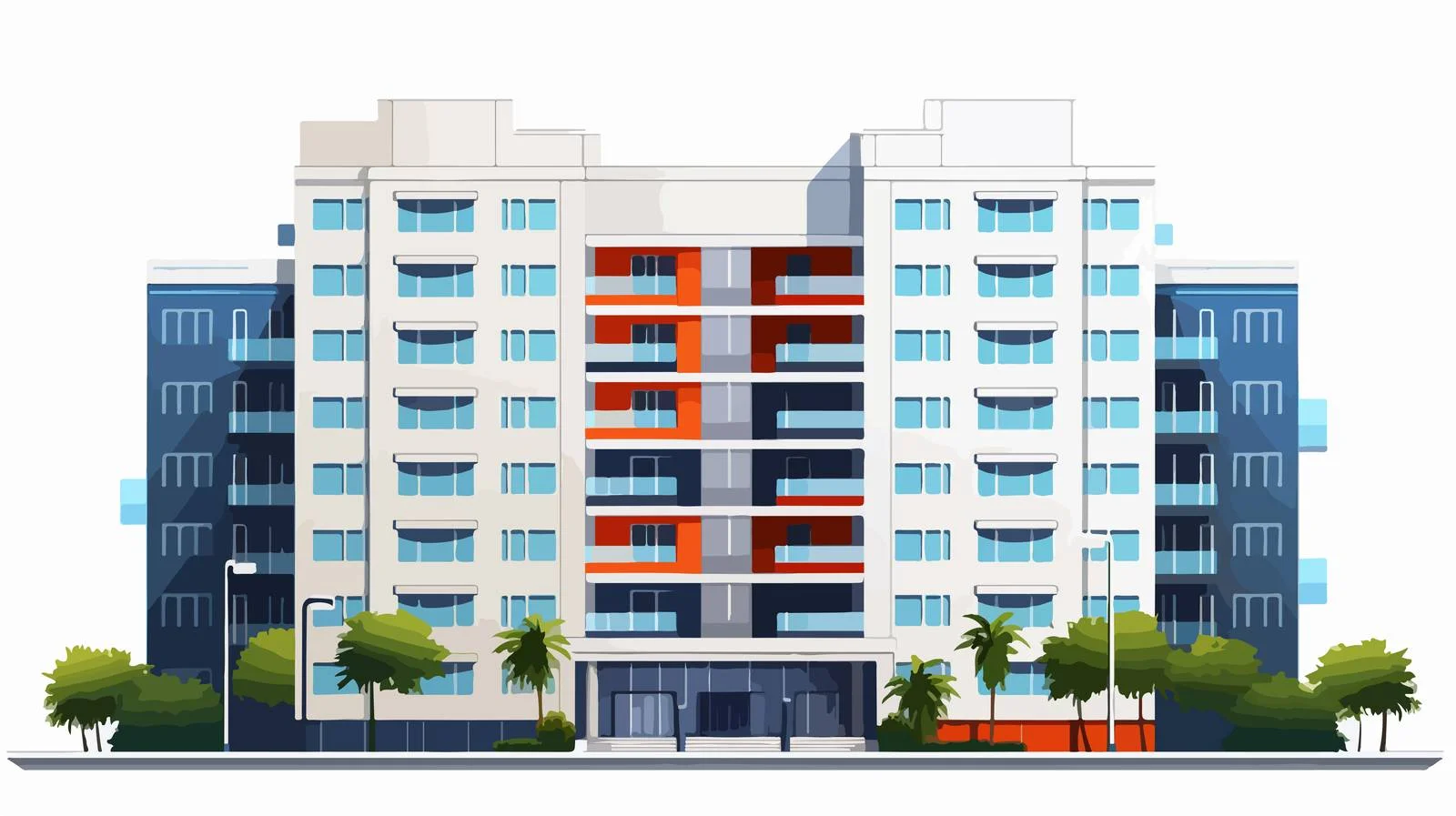 Modern urban apartment building facade exterior — free download from Dotvec
