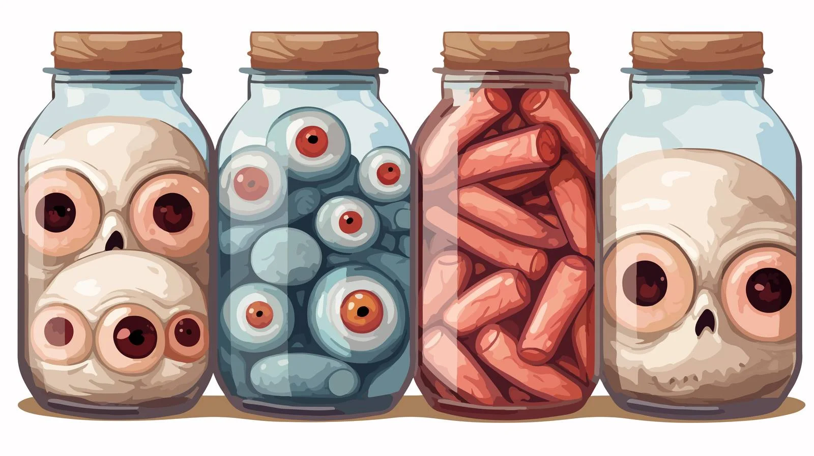 Eerie preserved eyeballs and skeletal remains – free glass jar image from Dotvec