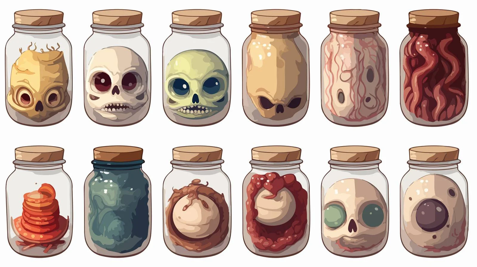 Creepy Eyeballs and Bones in Jar — free download from Dotvec