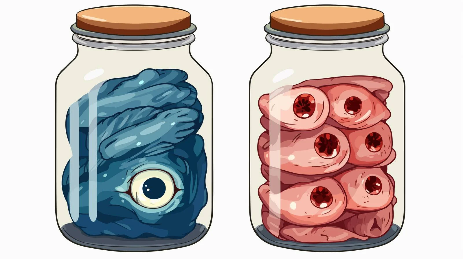 Spooky jar with eyeballs and bones — free download from Dotvec