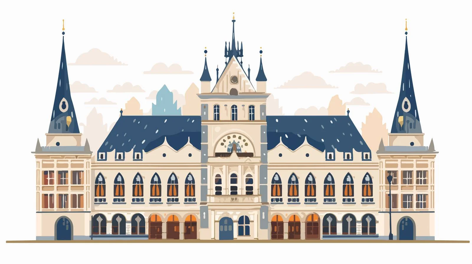 Historic Liberec Town Hall Architecture Detail — free download from Dotvec