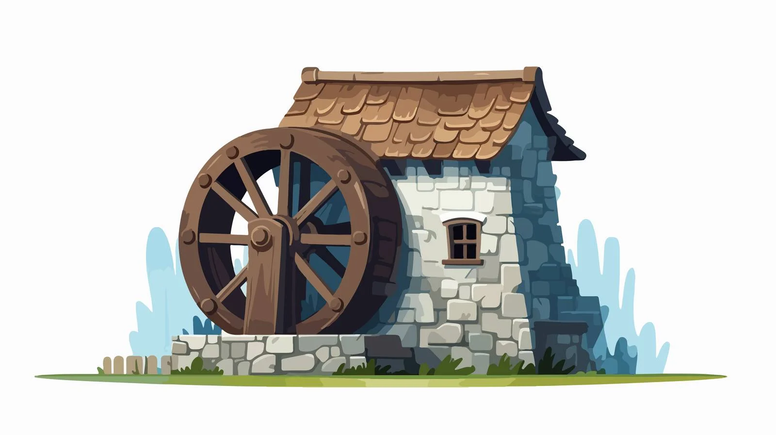 Ancient Watermill with Turning Wheel — free download from Dotvec