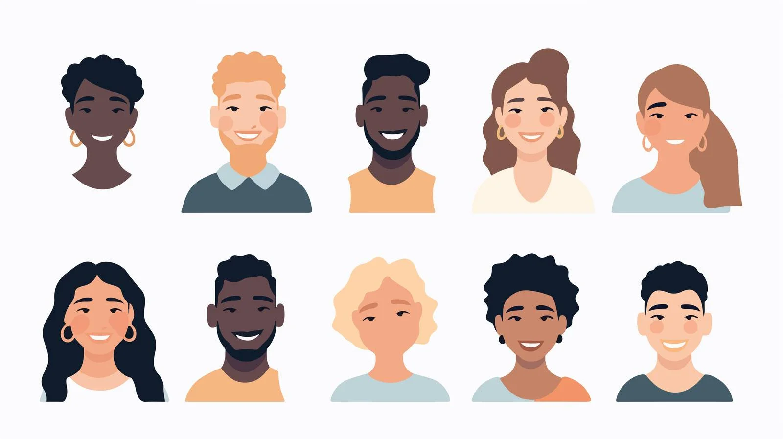 Diverse Young Faces Avatars Collection Set — free download from Dotvec