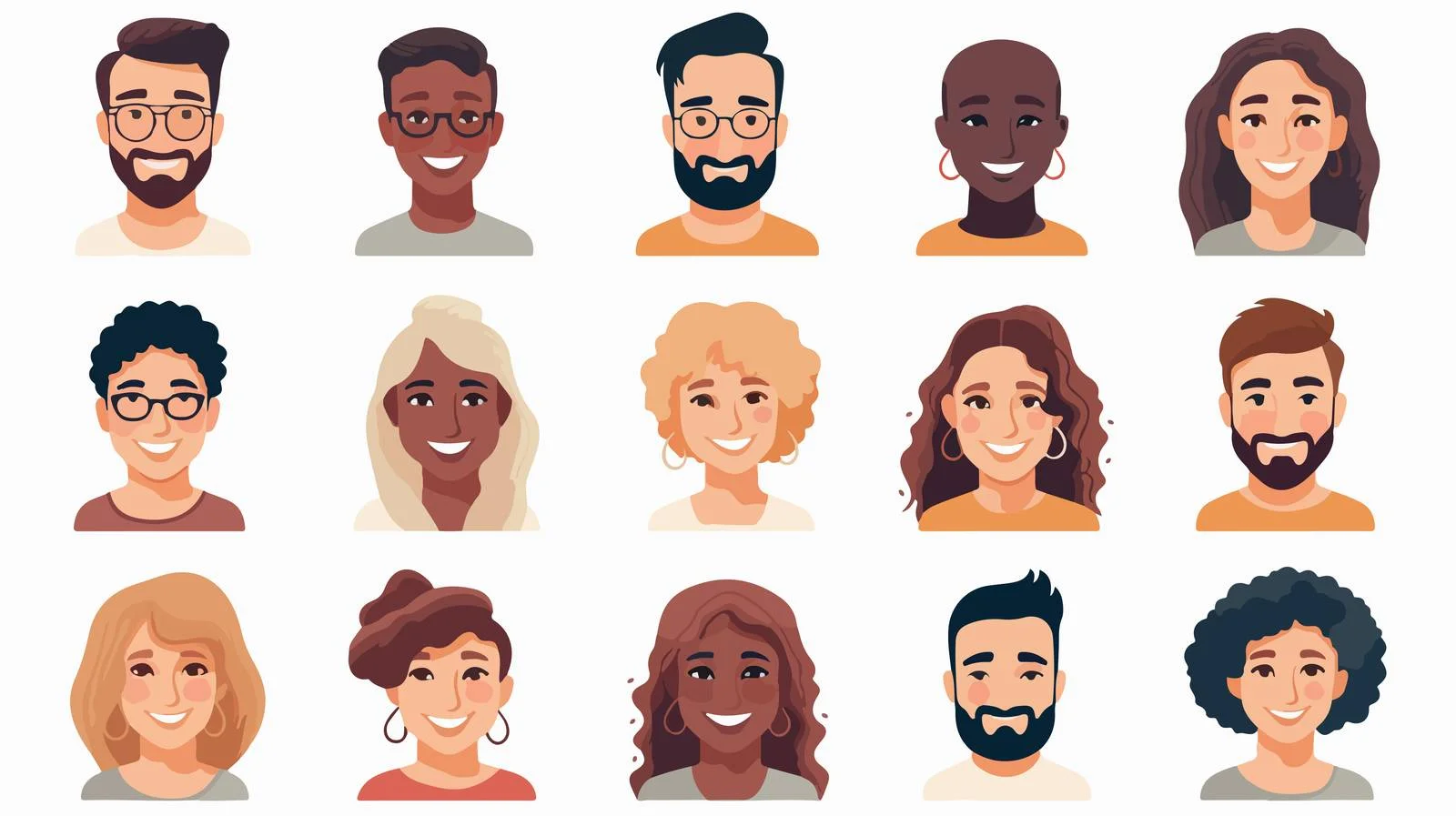 Collection of Diverse Young Character Avatars — free download from Dotvec