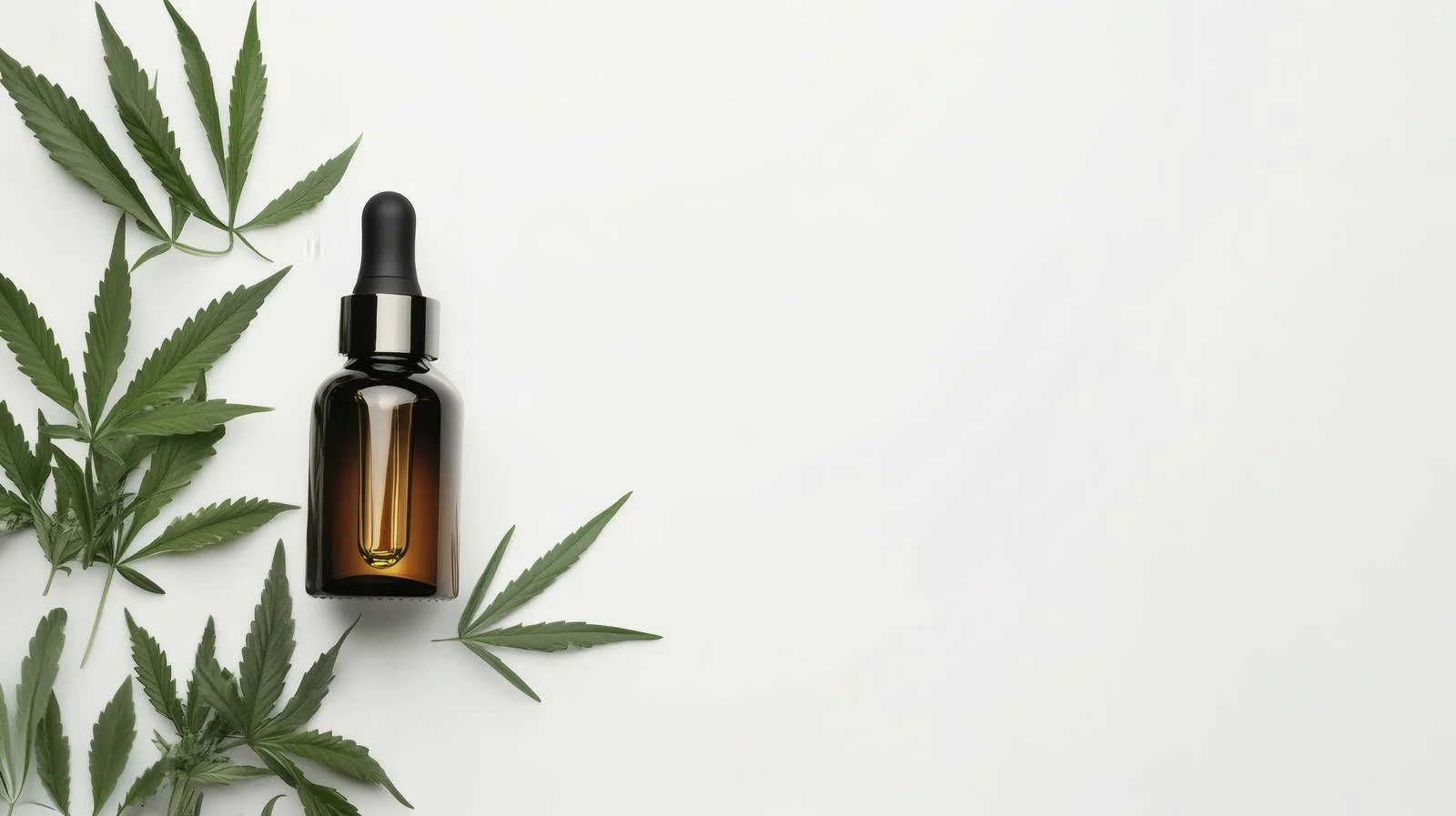 Facial Serum with Hemp Leaves on White — free download from Dotvec