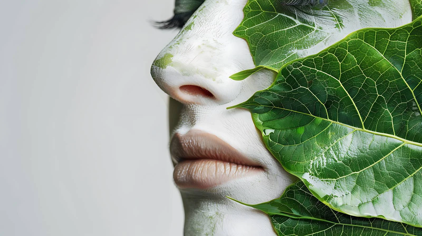 Botanical Leaf Pattern on Face Portrait — free download from Dotvec
