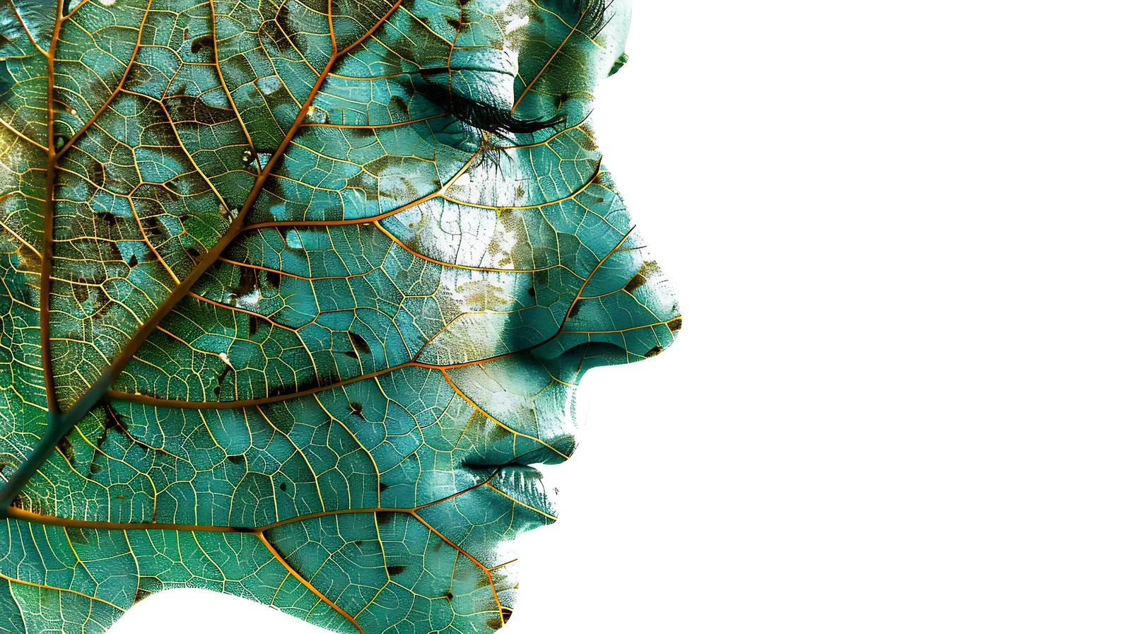 Elegant Leaf-Textured Face on White Background — free download from Dotvec
