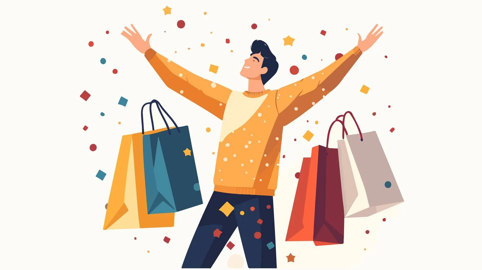 Happy Shopper Holding Bags Outdoors — free download from Dotvec