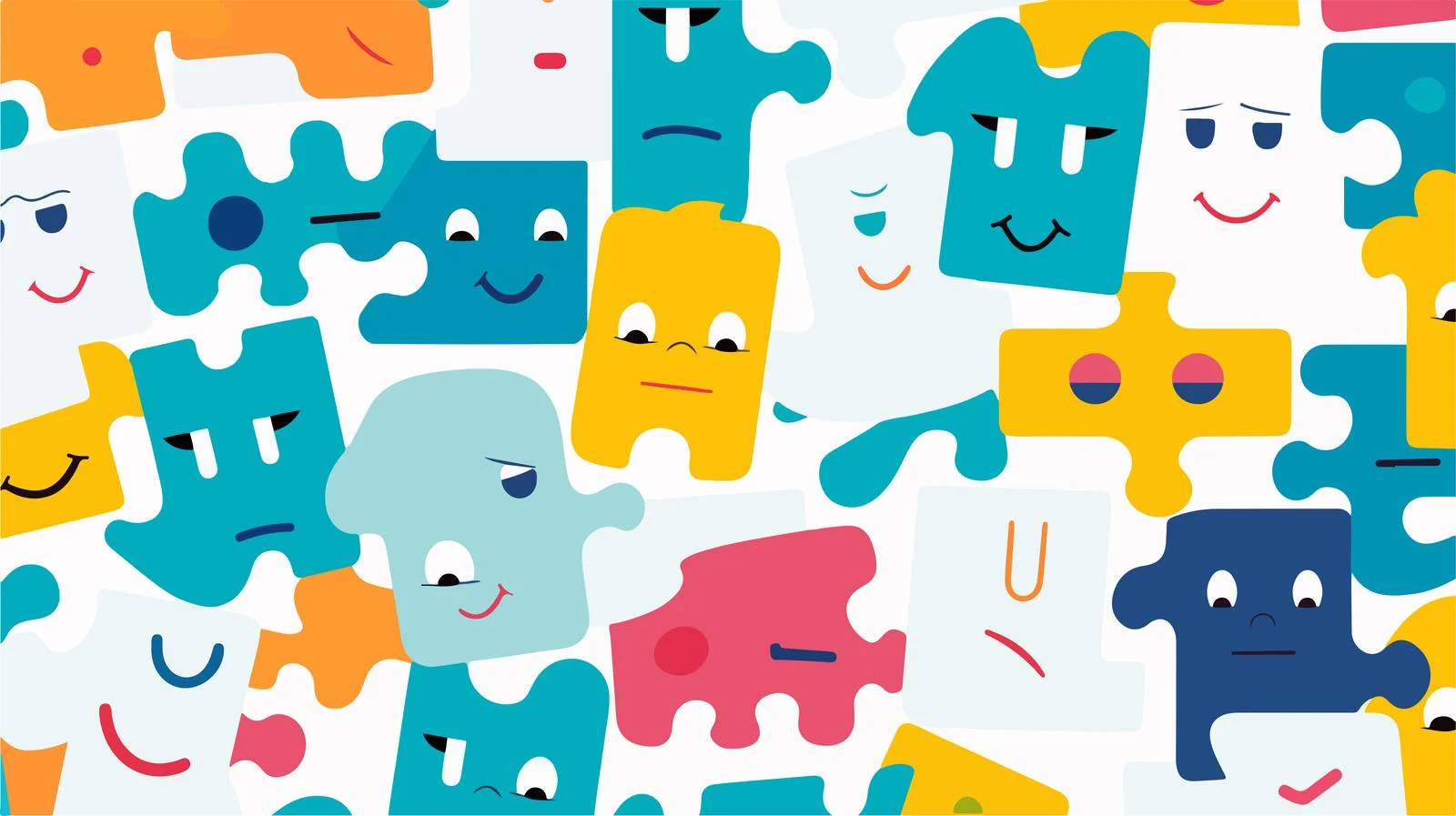 Charming Faces Puzzle Pattern Design — free download from Dotvec