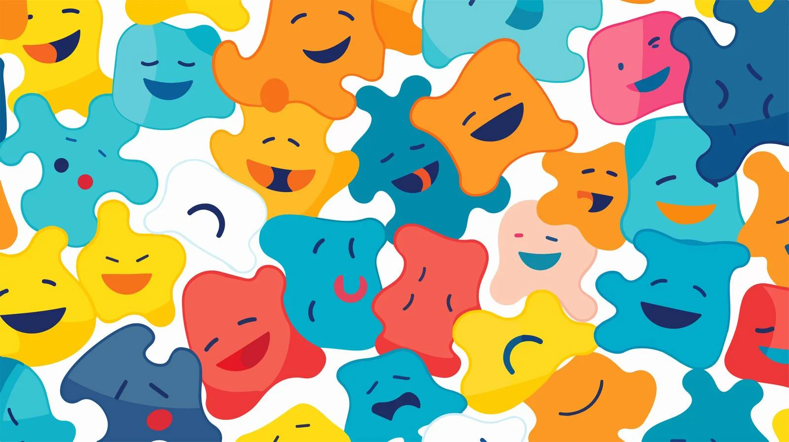 Cute Faces Puzzle Pattern Design — free download from Dotvec