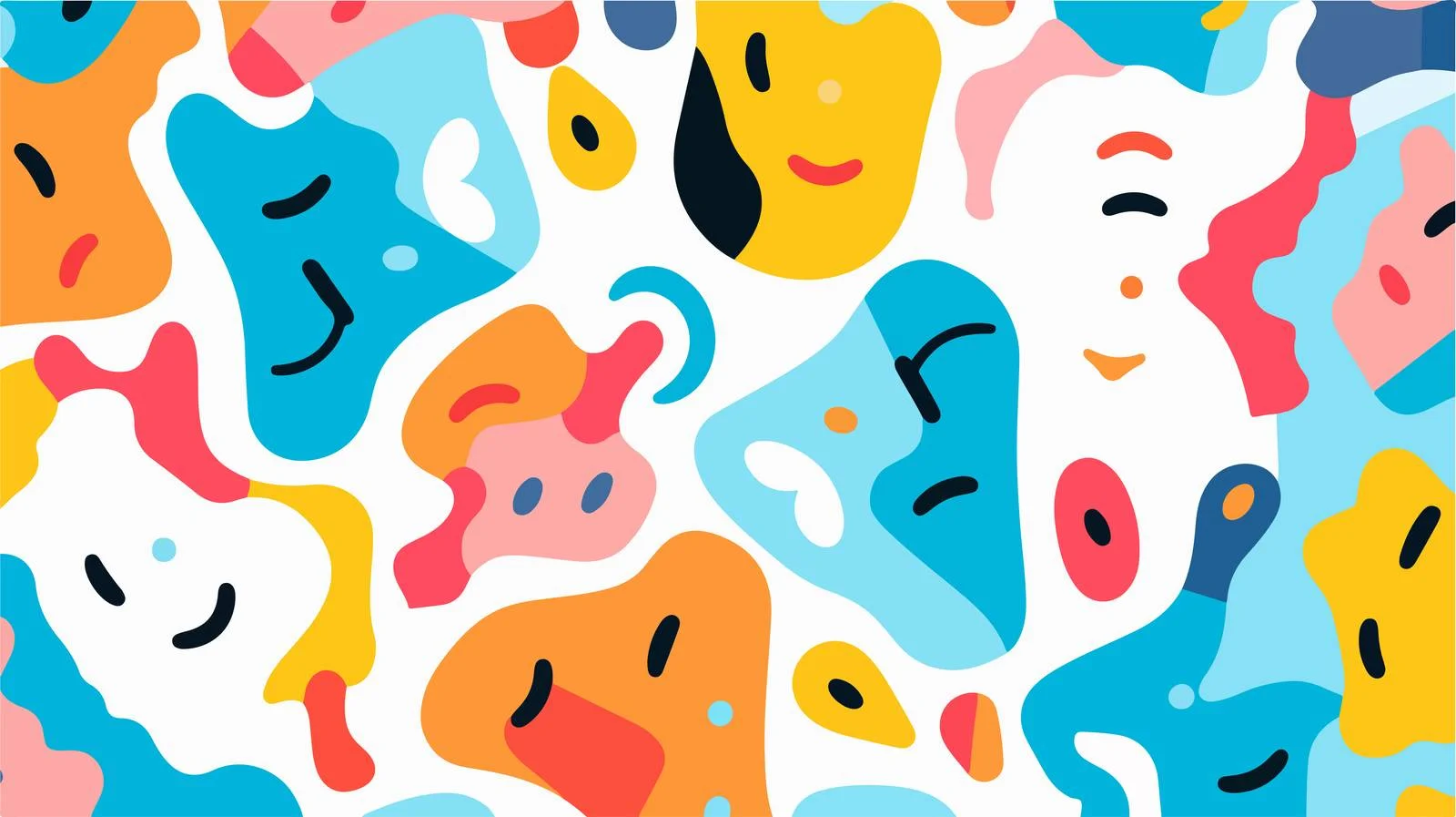 Whimsical Puzzle Piece Faces Seamless Pattern — free download from Dotvec