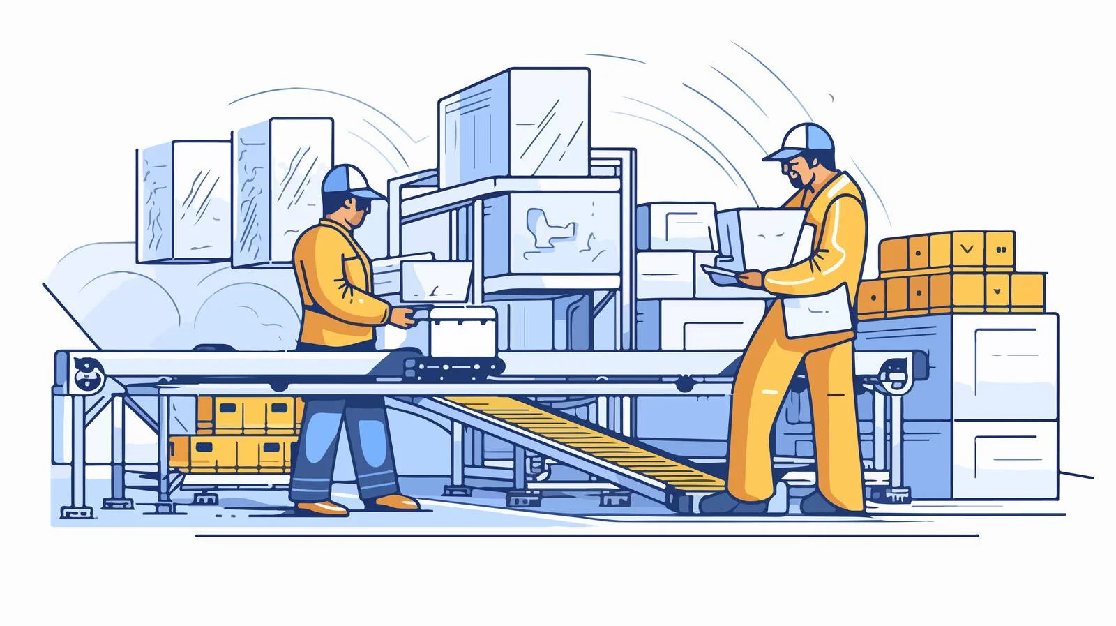 Worker in Factory Supervising Conveyor Belt — free download from Dotvec