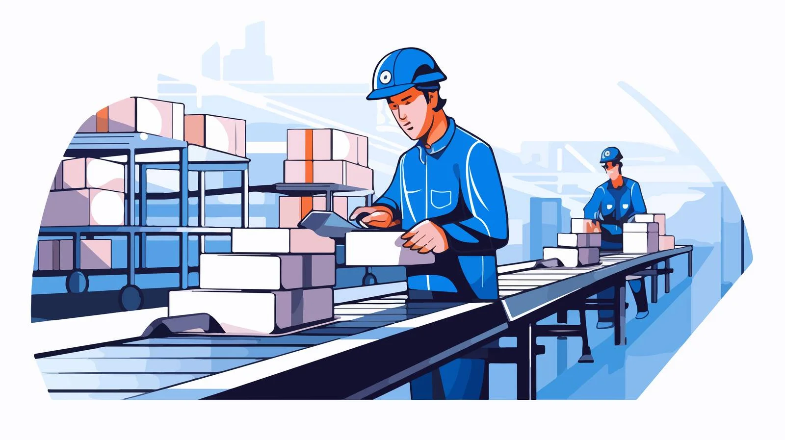 Industrial Worker Operating Conveyor Belt System — free download from Dotvec