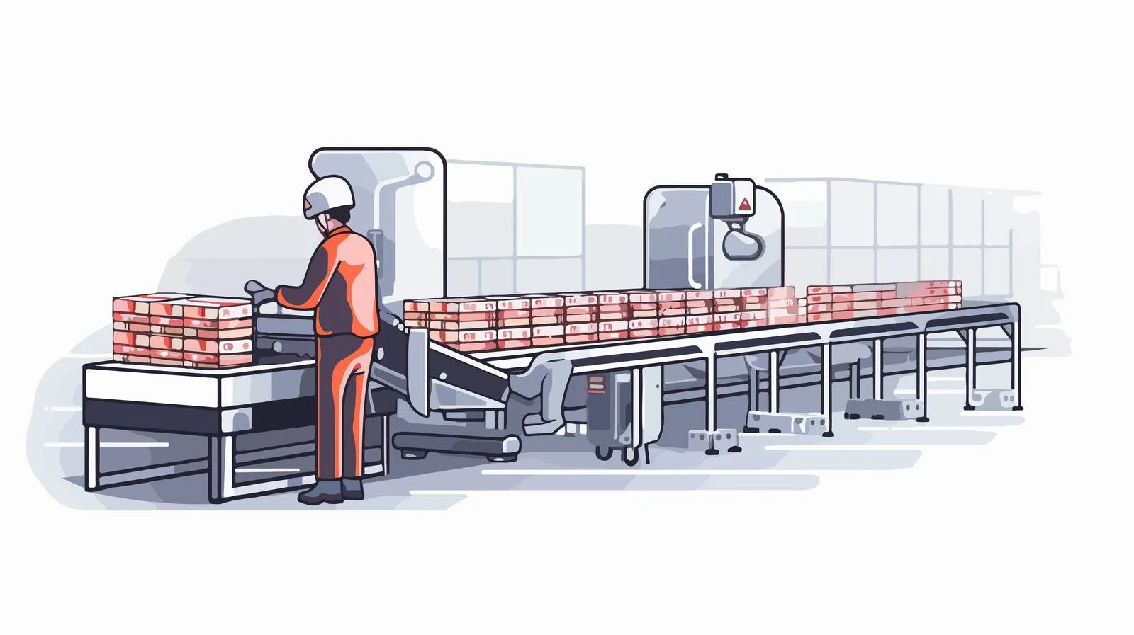 Industrial Worker at Conveyor Moving Boxes — free download from Dotvec