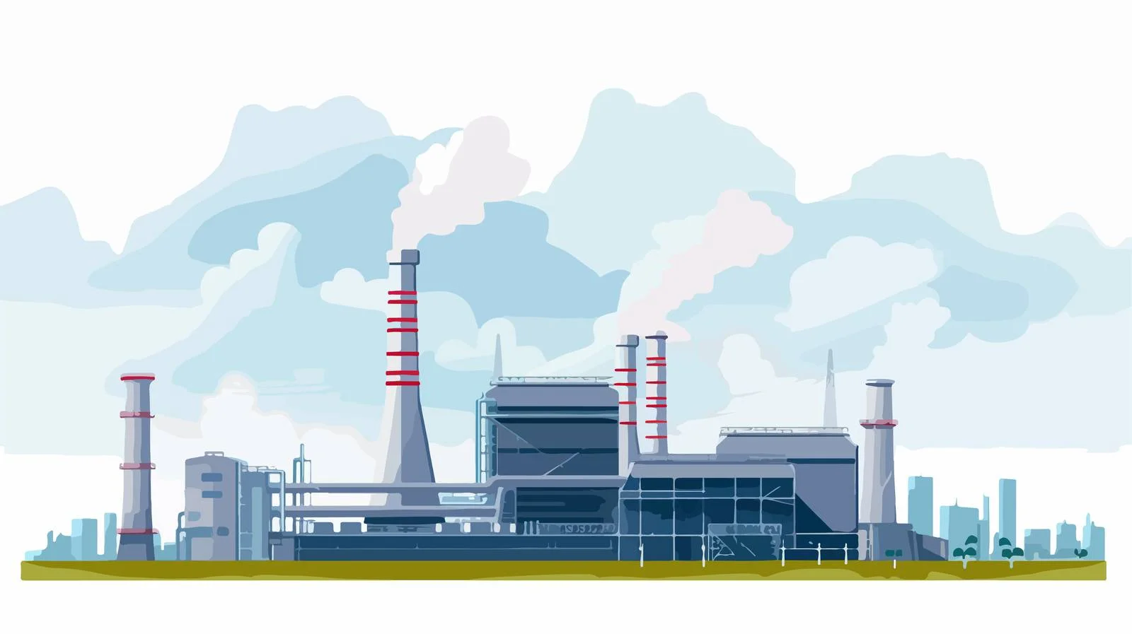 Industrial Facility with Pipes and Cooling Towers — free download from Dotvec