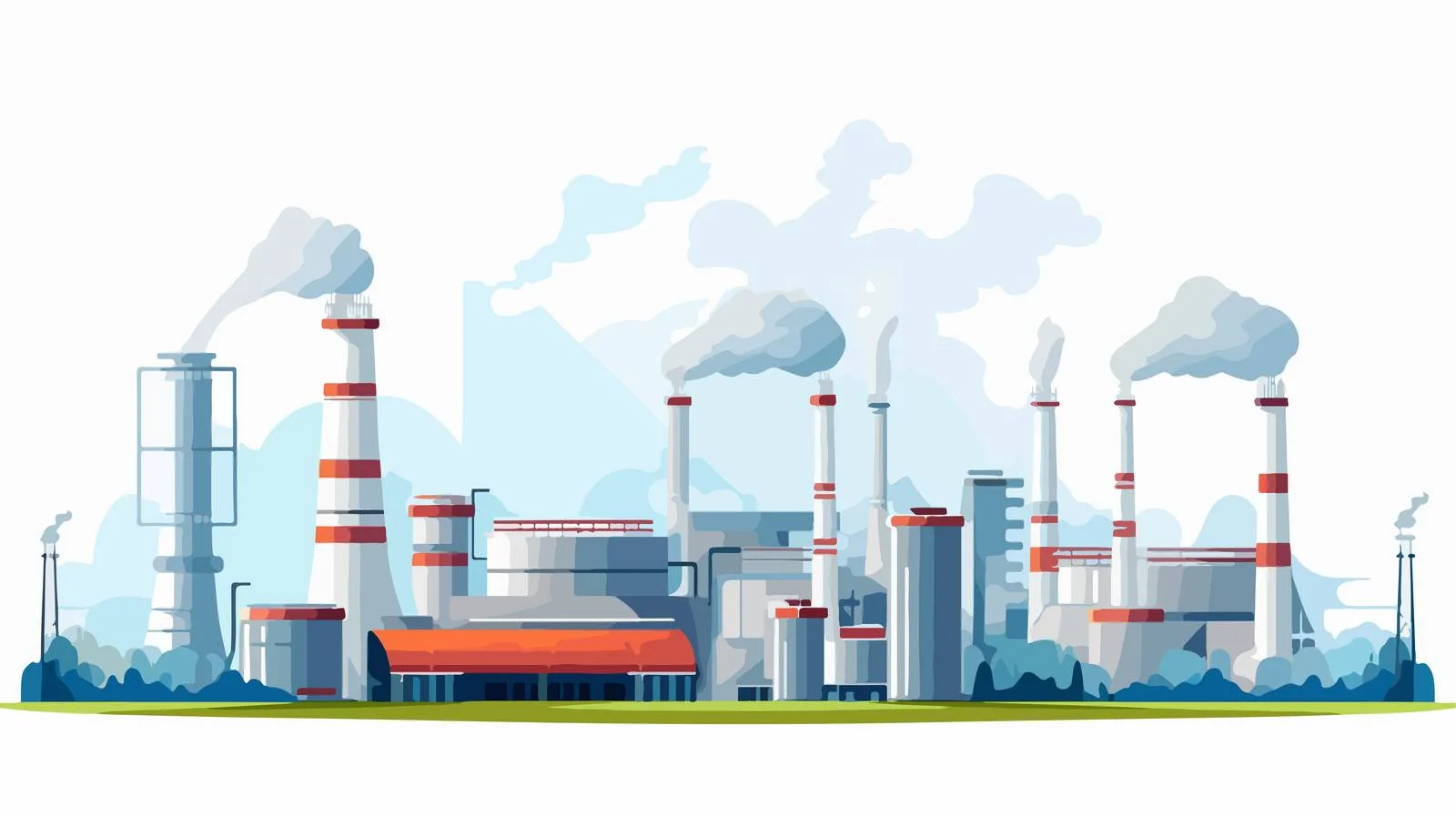 Industrial Plant with Cooling Towers Emitting — free download from Dotvec