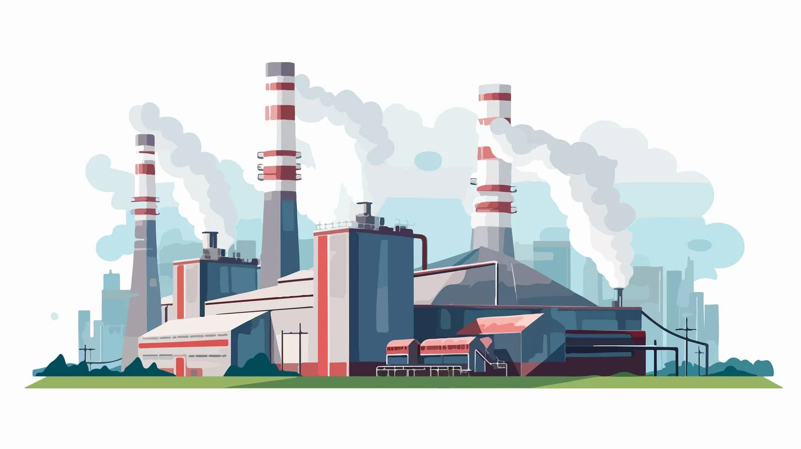 Industrial plant with pipes and cooling towers — free download from Dotvec