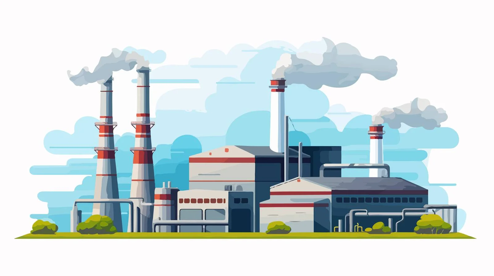 Industrial Plant with Pipelines and Cooling Towers — free download from Dotvec