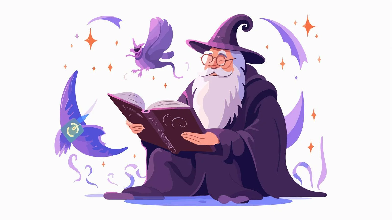 Enchanting Fairy Magician Reading Book of Magic — free download from Dotvec